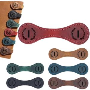 Magnetic Leather Bookmark with 26 Initial for Reading Women,Personalized Magnet Book Marks Gifts for Men,Book Lovers (Red, I)