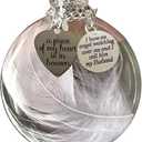 Husband Memorial Ornaments for Christmas Tree for Loss of Loved One, Sympathy Bereavement Gift, 8cm Clear Feather Ball Hanging Ornaments, A Piece of My Heart is in Heaven