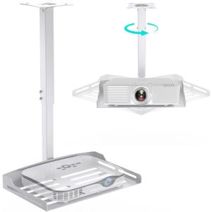 Universal Projector Ceiling Mount with Tray, Projector Mount Hidden Cable Routing, Height Adjustable up to 22.8 inches, Holds up to 11 lbs, Ideal for Home Theater and Office - White