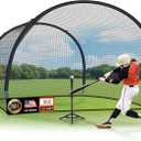 ORIENGEAR Baseball Batting Cage for Backyard, Fully Enclosed Hitting Cage, Baseball and Softball Training Cages, Backyard Hitting and Pitching Practice Net with Frame, 1.25" Mesh