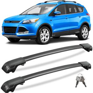 KINGGERI 300lbs Roof Rack Cross Bars Compatible with Ford Escape 2013-2019 with Raised Side Rails, Lockable Heavy Duty Aluminum Roof Rails Crossbars Luggage Kayak Canoe Snowboard Car SUV Accessories