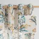 MYSKY HOME Curtains for Living Room Semi Sheer 84 inch Length Light Filtering Privacy Protect Drapes Set Linen Blended Texture Soft Touch Leaves Pattern Treatment, 52" Wide, Yellow and Blue, 2 Panels