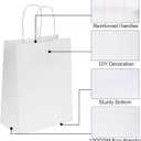 Joybe 100 Pack 5.95x3.25x8 Inch Small White Paper Bags with Handles Bulk, Kraft Paper Gift Bags for Birthday Party Favors Grocery Retail Shopping Business Goody Merchandise Craft Blank Sacks (100pcs)