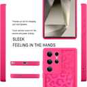 MOWIME Compatible with Samsung Galaxy S24 Ultra Case with Card Holder, Cheetah Print Shockproof Soft TPU Protective Case Women Girls, Anti Scratch Wallet Case for Galaxy S24 Ultra 6.8 Inch, Hot Pink