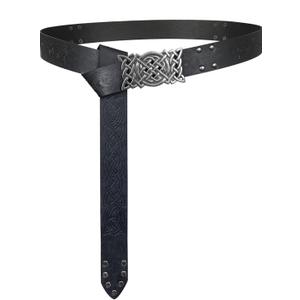 HiiFeuer Viking Embossed Buckle Belt, Nordic Faux Leather Knight Belt, Retro Medieval Warrior Belt for LARP Cosplay Halloween
