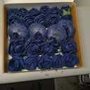 Ling's moment Artificial Flowers Fake Roses Faux Foam Peony Combo for DIY Wedding Bouquets Centerpieces Arrangements Bridal Shower Party Home Decorations, Navy Blue, 24pcs