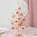 DN DECONATION 12Pcs Heart Shaped Ornaments, Glass Valentines Day Ornaments, Pink Gold Heart Baubles, Valentine's Day Christmas Mini Decoration for Tree, Outdoor Wedding Anniversary Party