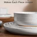 12-Piece Stoneware Dinnerware Set, Flared Plates & Bowls with Reactive Glaze, Speckles & Spirals, Chip & Scratch Resistant Dishes, Dishwasher Safe, Modern Rustic, Service for 4, White