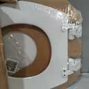 Mayfair Linden Slow Close Toilet Seat, Non Slip Heavy Duty Wood, Easy Install, Round, White