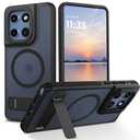 GUAGUA for Motorola Moto G Stylus 5G 2025 Magnetic Case Compatible with Magsafe Translucent Matte Scratch-Resistant Back Shockproof Invisible Folding Stand Case for Moto G Stylus 5G 2025 6.7'', Black