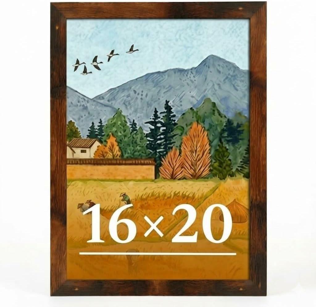 16x20 Picture Frame for Wall Display, 16x20 Brown Picture Frame with Shatter Resistant Plexiglass, Stable and Sturdy 16 x 20 Poster Frame for Wall Display, Handpicked Gift Collection, 1 Pack