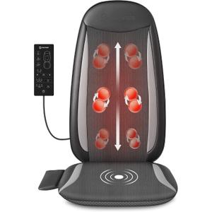 COMFIER Shiatsu Back Massager with Heat, Massage Chair Pad for Back Relief deep, Heated seat Cushion, Chair Massager for Neck, Hip with Kneading & Vibration, Home Office, Father Day Gifts for Men