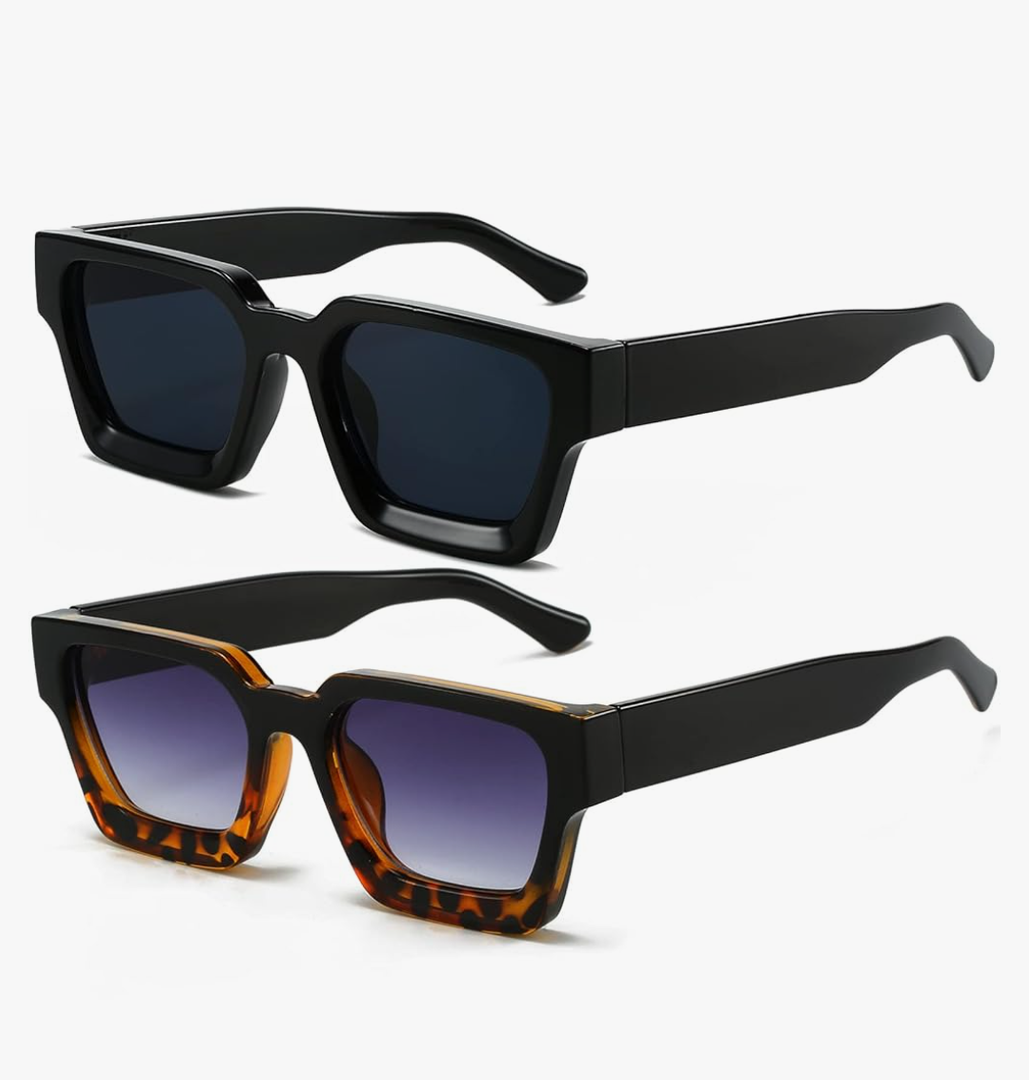 AIEYEZO Square Sunglasses for Women Men Square Thick Frame Sun Glasses Simple Designer Style Shades