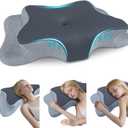 CHxxy Cervical Pillow for Neck Pain Relief, Memory Foam Pillows, Ergonomic Contour Bed Pillow, Soft for Side Sleep Stomach Sleeping and Back Sleepers-Queen Size Grey&Grey