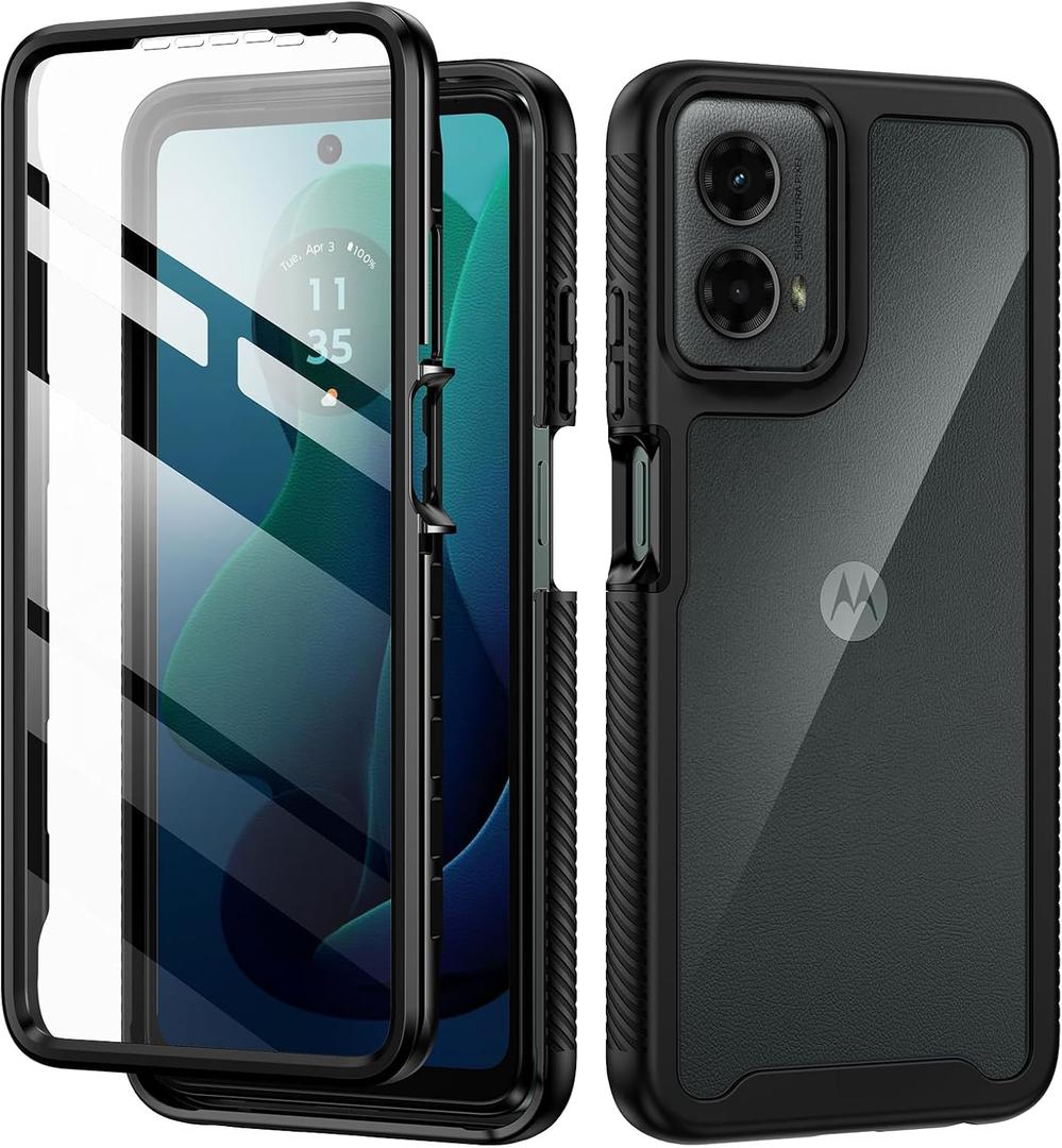 seacosmo Designed for Motorola Moto G 5G 2024 Case, with Built-in Screen Protector, Full Body Shockproof Protection Phone Cover, Black