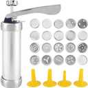 Cookie Press Kit with 20 Discs & 4 Tips  Durable Baking Cookie Press for DIY Biscuits, Churros, and Cake Decorating  Compact Cookie Decorating Kit for Holiday & Christmas Baking