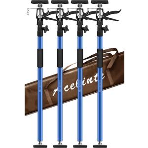4PK Support Pole,Steel Telescopic Quick Adjustable 3rd Hand Support System, Support Rod, Supports up to 154 lbs Construction Rods for Cabinet Jacks Cargo Bars Drywalls Extends from 50 Inch to 118 Inch