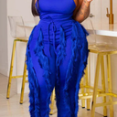 Mintsnow Two Piece Outfits for Women Sleeveless Bodycon Tank Tops Fringe Tassel Pants Set Party Jumpsuits Streetwear, Size M