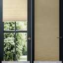 No Drill Blackout Cellular Shades for French Doors, 1 Pack, 22"x40", Beige