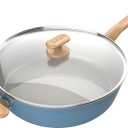 GoodCook Healthy Ceramic Titanium-Infused 11 Jumbo Cooker with Lid, Light Blue  Induction Cookware, Nonstick Cooking Pan, Food Cooker for Stir-Fry, Vegetables, Chicken, Steak, Sauces (11" Cooker)