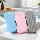 3D Magic Body Scrubber Exfoliator Bath Sponge, Super Soft Shower Exfoliating Dead Skin Remover for Adults, Children & Pregnant Women, Skin Friendly &Reusable for All Skin Types(Blue+Pink+Gray) 3 Pack