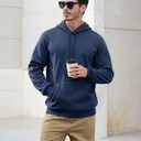 EKLENTSON Hoodies for Men Fleece Pullover Heavyweight Winter Warm Sweatshirts Sherpa Lined Hoodie with Pocket (Blue, L)