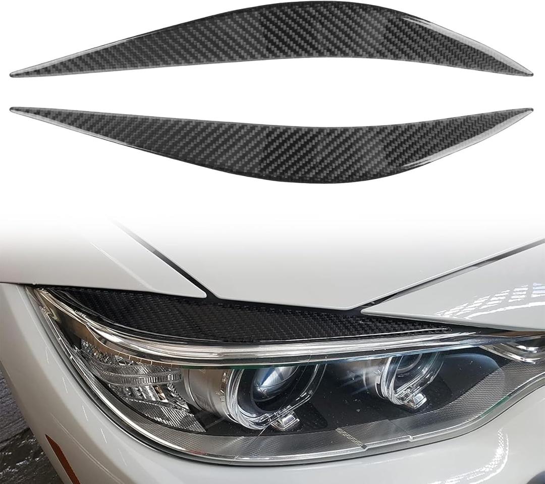 Carbon Fiber Headlight Eyelids, PSLER Headlight Eyebrows Trim Front Headlight Cover Trim Decoration Compatible with F80 M3 F82 F83 M4 F32 F33 F36 2014-2018