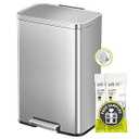 EKO Madison Matte Stainless 50 Liter/ 13.2 Gallon Step Trash Can w/ Inner Liner - Fingerprint Resistant Finish