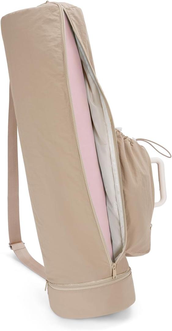 sportsnew Puffy Yoga Mat Bag Yoga Gym Bags for Women Men, Full-Zip Pilates Bag with Wet Pocket & Side Zip Drawstring Pocket Fits Tumblers with Handle, Yoga Mat Storage for Carrier Quick Access