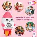 2 x Valentines Day Birthday Gifts for Mom,Handmade Crochet Rocket Mom Gifts from Daughter Son,Funny Mothers Day Small Gift for Best Mama Wife Moms Mother in Law Bonus Step,Cute Space Office Desk Decor