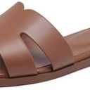 FW FRAN WILLOR Women's Flat Sandals Dressy Comfortable Slide Sandals Fashion Square Open Toe Slip On Beach Sandals for Summer Size 6