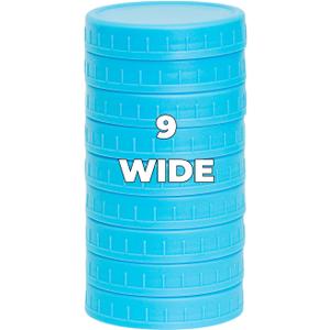 9 Pack Blue Wide Mouth Mason Jar Lids with Silicone Rings,9 Color to Choose, Plastic Mason Jar Lids,Plastic Canning Lids, Fit Ball,Kerr and More (Blue)