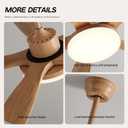 46 Inch Wood Ceiling Fan with Remote, Solid Wood 5 Blade Ceiling Fan with Light, Burlywood Rustic Flush Mount for Patios, Living Room, Dining Room, Bedroom, Farmhouse