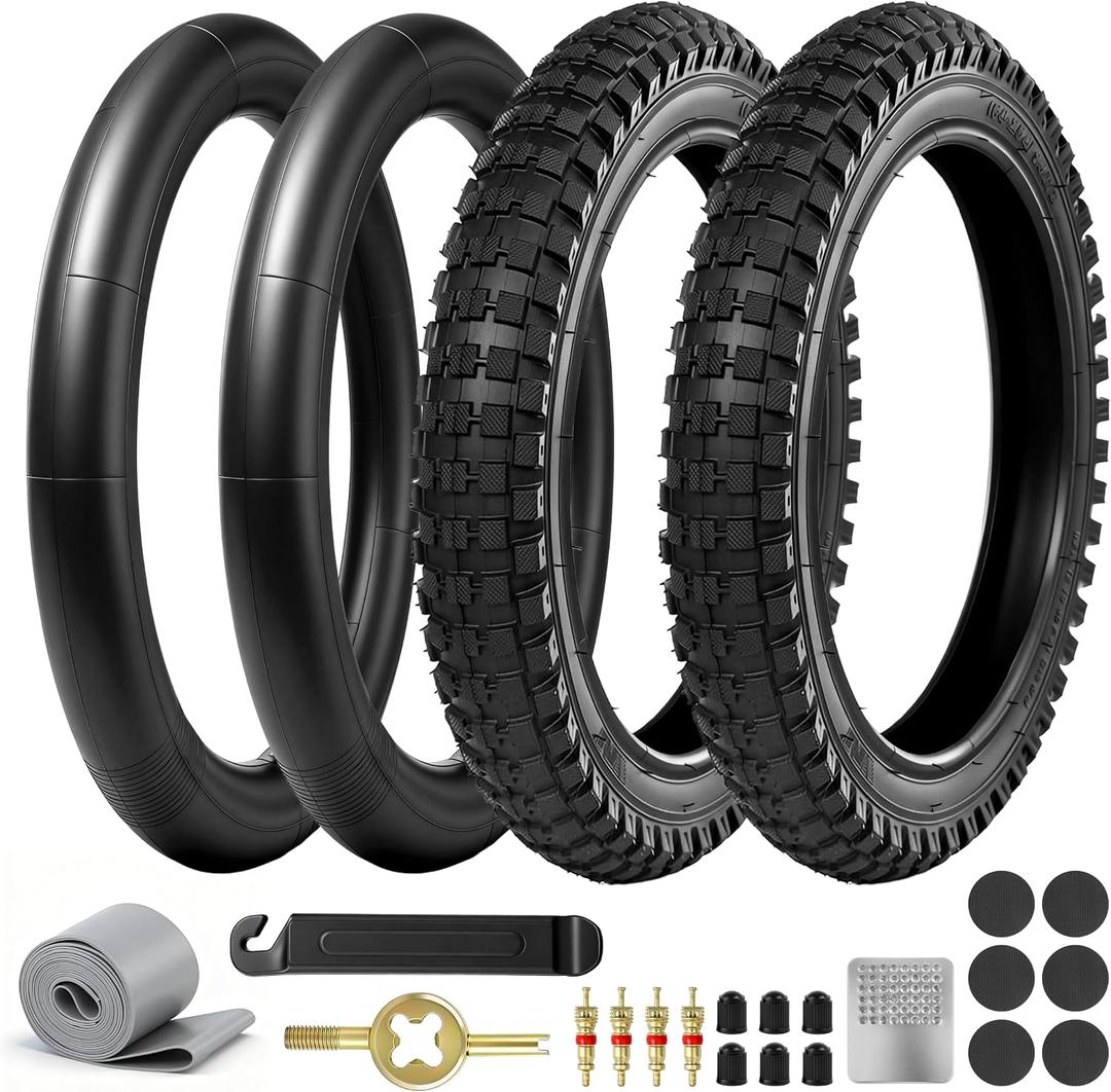 2 Set 64-305 16x2.4 Tire and Inner Tube Set Compatible with Razor MX650/MX500/SX500, EcoSmart Metro/SUP/Cargo, Super 73 KD1, Thickened Butyl Rubber, Fit for Kids Bike & Dirt Bike Tires
