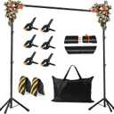 JSungo 10x8.5 FT Backdrop Stand for Parties, Adjustable Photo Backdrop Stand Kit with Carrying Bag, Portable Background Stand Backdrop for Wedding, Photoshoot, and Photo Studio (10x8.5ft, Black)