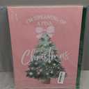 HIWX Pink Bow Christmas Wall Decor - Framed Canvas Painting Wall Art, Pink Christmas Xmas Wall Art Home Decoration For Kids Girls Baby Room Bedroom 11x14