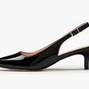 GENSHUO Low Kitten Heels Women's Slingback Dressy Pumps Pointed Closed Toe Ankle Strap Elegant Wedding Pumps Formal Comfortable Shoes, Size 9