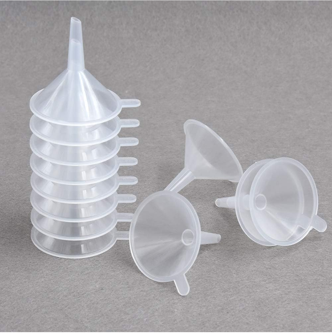 Small Funnel, 2.16inch Clear Plastic Mini Funnels for Science Lab Bottle Filling Liquid, Essential Oils, Perfume(10 Pack)
