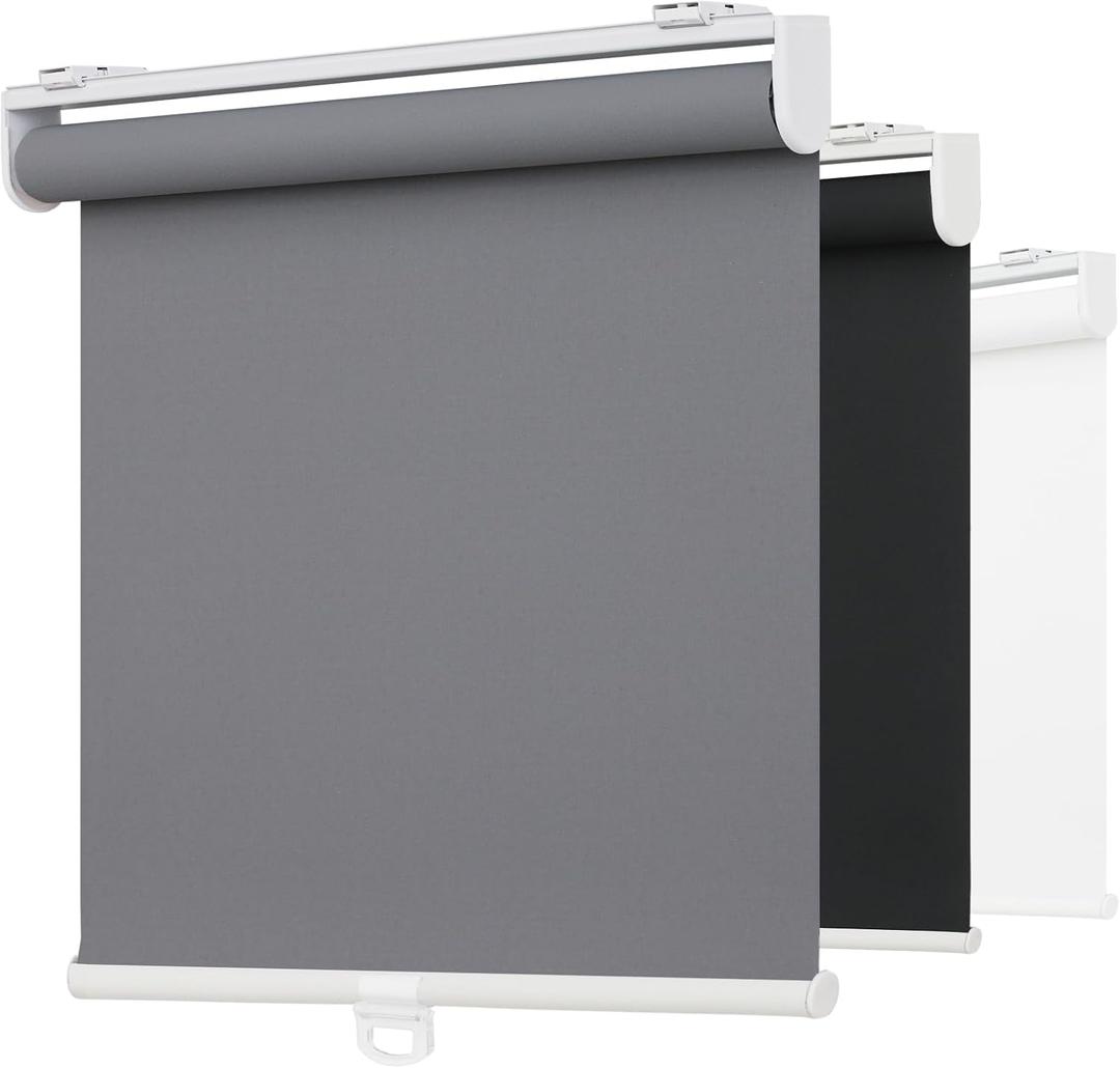 AYZOT Indoor Cordless Roller Shades for Windows, Light Filtering Rolled Up Blinds with Spring System, Thermal Insulated UV Protection Fabric for Home and Office (Grey, 51" W x 72" H)