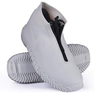 Shiwely Waterproof Shoe Covers, Silicone Reusable Shoe Cover Non-slip Durable Zipper Elastic Rain Cover Protection for Men Women (L (Women 7.5-10.5, Men 6.5-9), Grey)