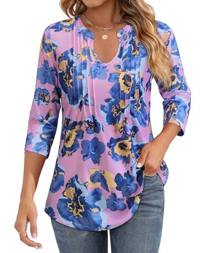 Tunic Tops for Women Loose Fit Dressy Cute Blouses for Women Business Casual Spring Clothes That Hide Belly Fat Ladies Long Sleeve Shirt Work Professional Peasant Daliy Wear, M