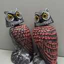 Hausse 2 Pack Fake Owl Decoys to Scare Birds Away, Rotating Head Plastic Owl Bird Deterrents, 10.6 Inch Height Bird Scarecrow Nature Enemy Horned Pest Repellent for Outdoor Garden Yard (Black)
