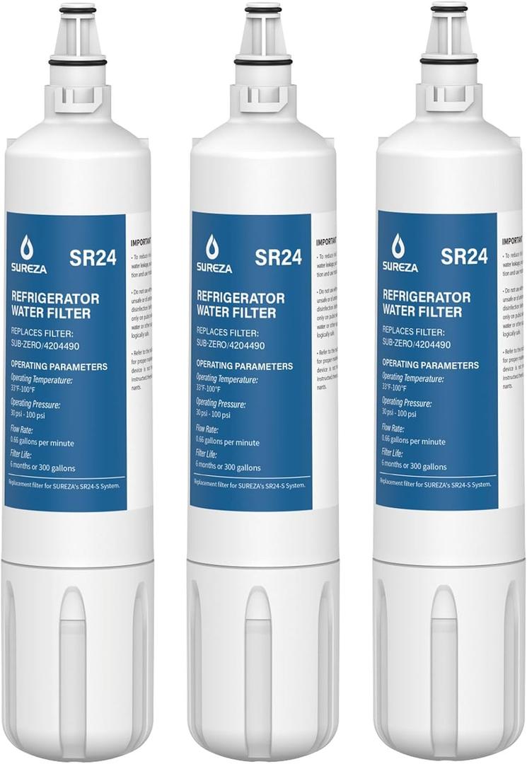 4204490 Replacement for Sub Zero Water Filter, Subzero 4204490, Sub-Zero 4290510, 9030868, F-1000, F1000 Insinkerator Filter, F-2000, F-3000, AquaPure AP Easy C-Complete, 3-Pack