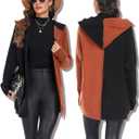 JTANIB Long Cardigan Sweaters for Women, Color Block Open Front Oversized Hooded Knit Cardigan Fall Outfits Winter Coat (L)