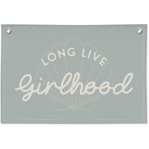 Cute Blue Coastal Girls Room Decor,Beach Room Decor Long Live Girlhood Sea Shells Linen Hanging Banner Flag for Nursery Playroom Wall,Toddler Decorations Trendy 30x20,girlroom