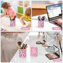 EasyPAG Purple Pen Holder for Desk, 2 Pack Round Pen Organizer, Brush Holder for Vanity, Metal Pencil Cup Organizer for Home, Office, Classroom, School