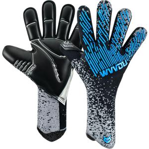 WVVOU Soccer Goalie Goalkeeper Gloves for Youth & Adult, Size 7-10, Enhanced Latex Palm Grip, Breathable Knitted Fabric, Suitable for Game & Training (BlackBlue)