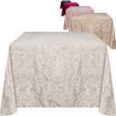 Elegant Square Tablecloth 54 Inch, Made With Fine Crushed-Velvet Material, Beautiful Ivory - White Square Tablecloth With Durable Seams, Table Cover Great for Weddings, Parties, Birthdays & Events
