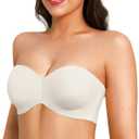 Bandeau Strapless Bras for Women Push Up Bra Support Bralettes Minimizer Unlined Underwire Everyday Bras Tube Top (38B)