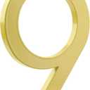 HASWARE Floating House Number 6 inch Stylish Door Numbers Alphabet Plaque Street Home Address Numerals (Golden, 9)